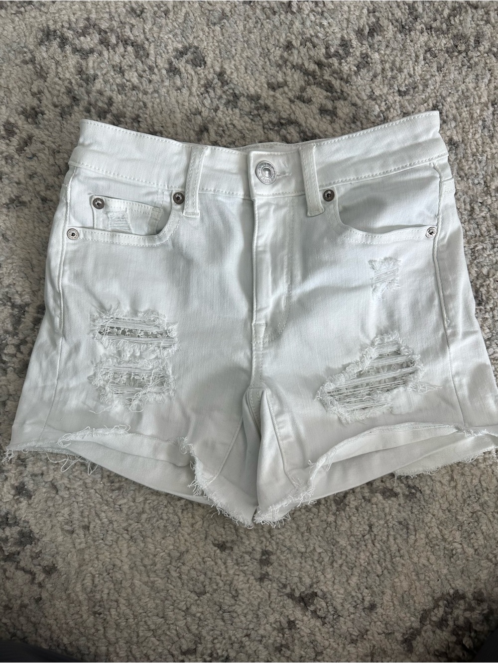 American Eagle Outfitters White Distressed Denim Shorts